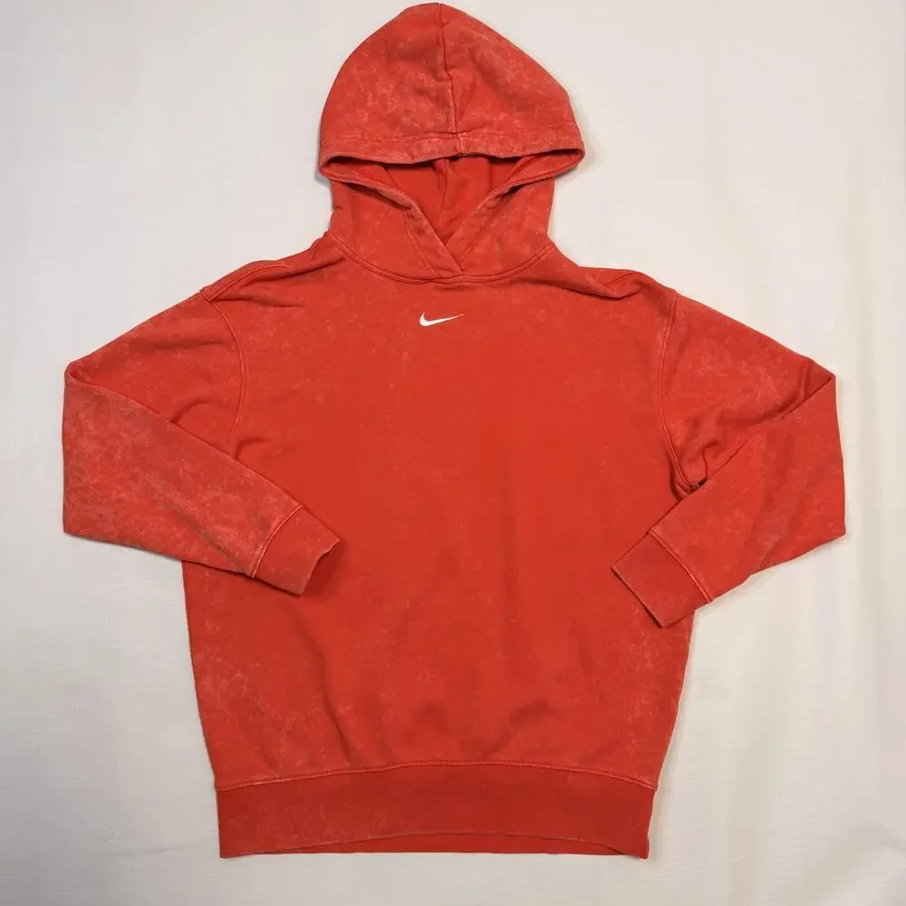 Nike Tracksuit Hoodie Sweatpants Set Womens XS Red Orange Fleece Jogger 2 Piece